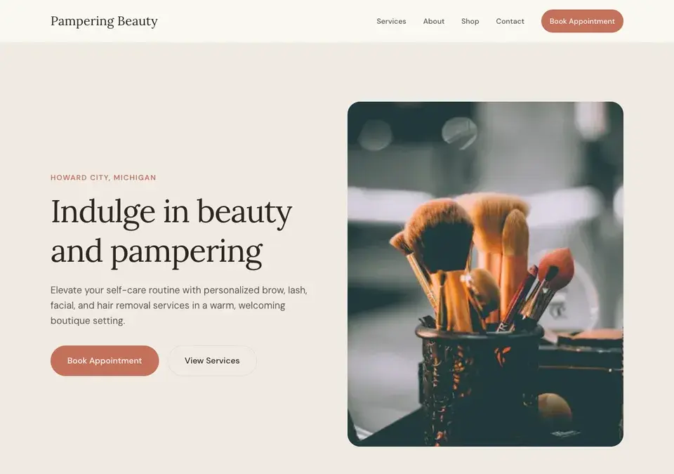 Pampering Beauty website preview