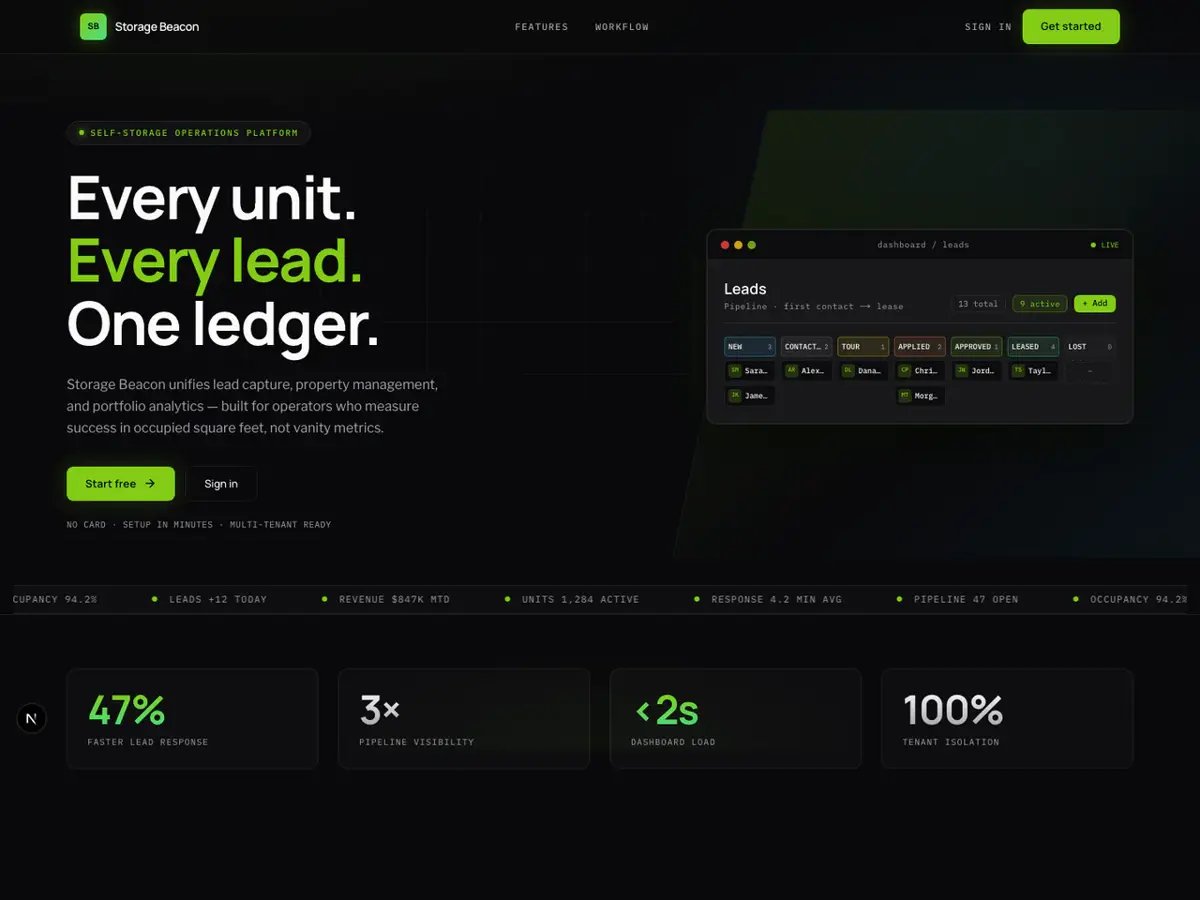 Storage Beacon website preview